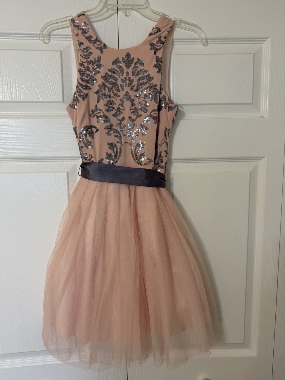 Windsor Blush Pink Tulle Dress with Silver Sequin Bodice